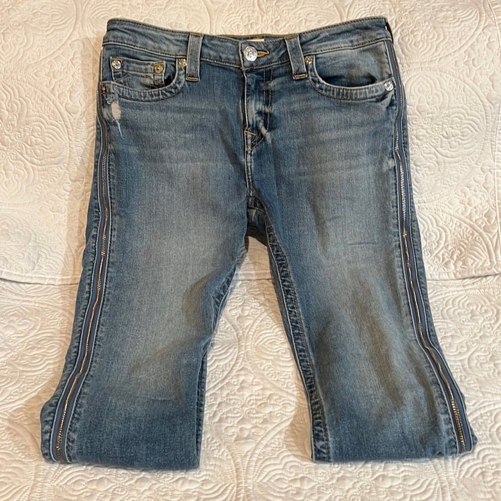 True Religion ankle super skinny zip jeans, size 30
